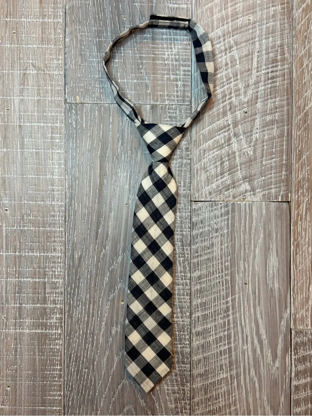 Toddler Navy and Cream Plaid Velcro Neck Tie